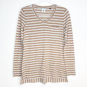 CAbi 3055 Womens Small Skipper Striped V Neck Tee‎ TShirt Top Pocket Long Sleeve
